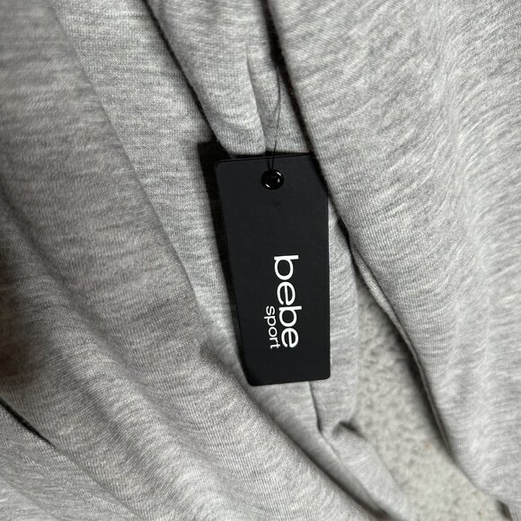 Bebe Sport Women’s 2X Hoodie‎ Sweatshirt Heather Gray Rhinestone Logo Athleisure - Picture 7 of 14